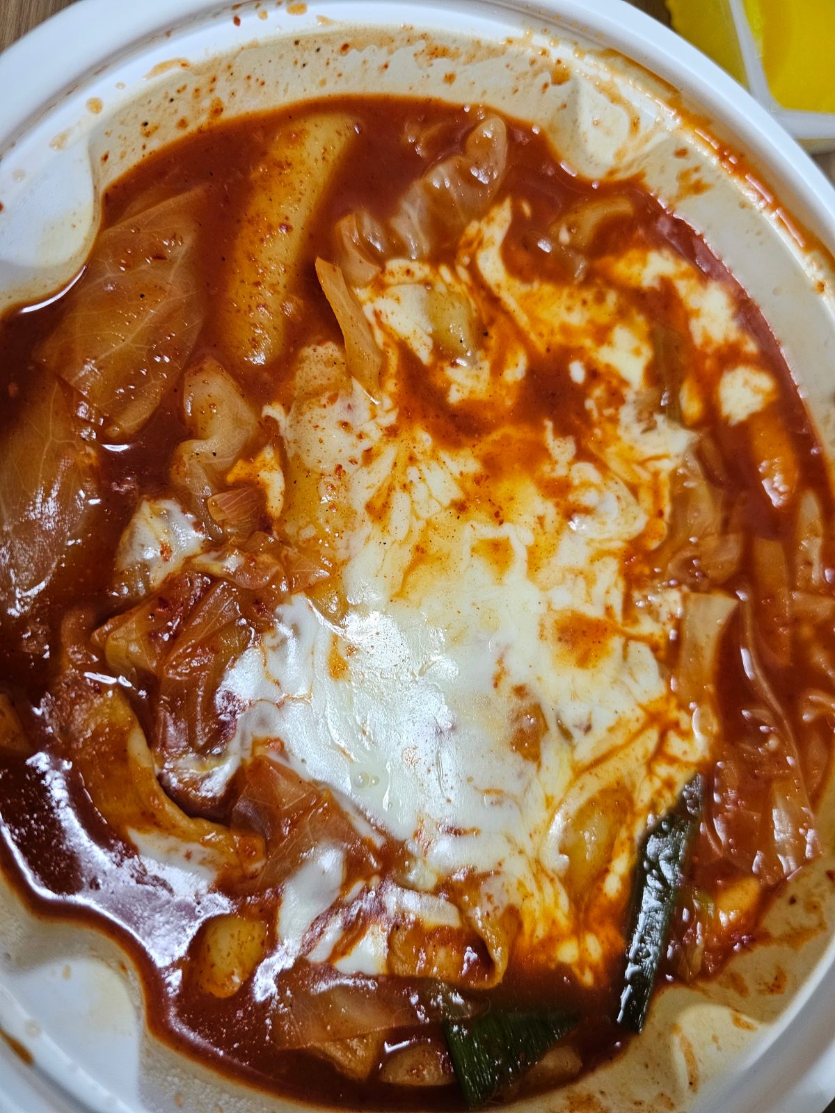 Single-serving tteokbokki packed with the chicken meal